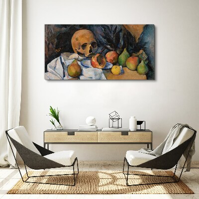 Tableau sur toile Nature morte avec un crâne et des fruits