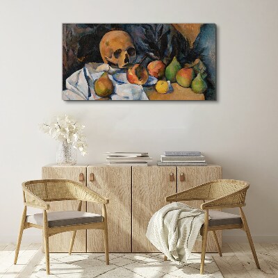 Tableau sur toile Nature morte avec un crâne et des fruits