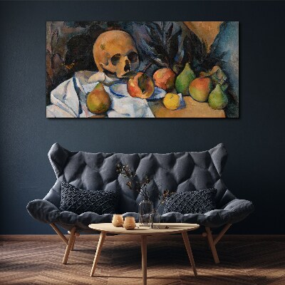 Tableau sur toile Nature morte avec un crâne et des fruits