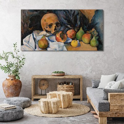 Tableau sur toile Nature morte avec un crâne et des fruits