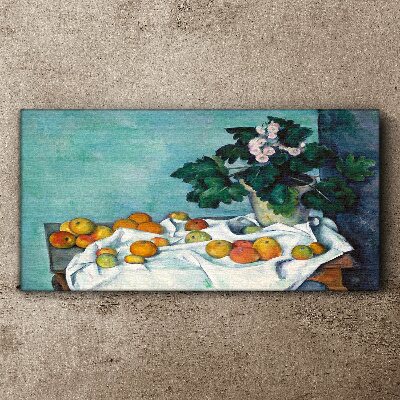 Tableau toile imprimée Table de fruits avec un vase