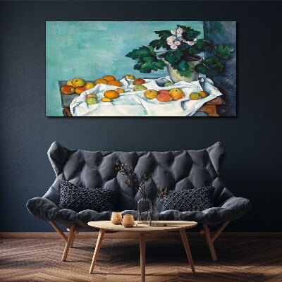 Tableau toile imprimée Table de fruits avec un vase