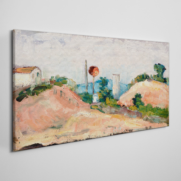 Tableau toile imprimée Paysage avec une boule rouge