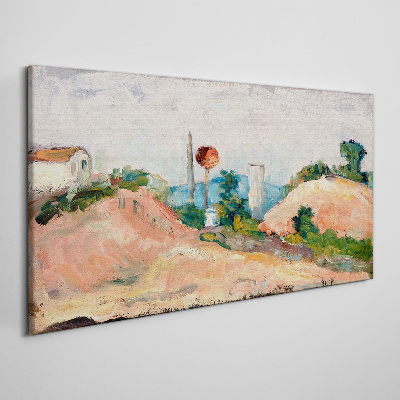 Tableau toile imprimée Paysage avec une boule rouge