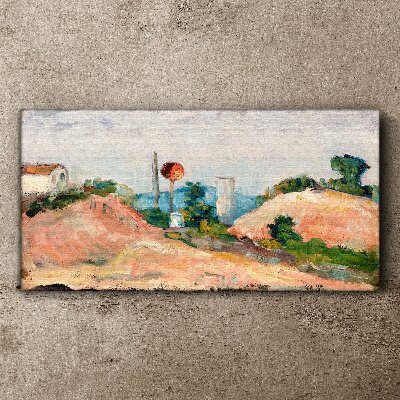 Tableau toile imprimée Paysage avec une boule rouge