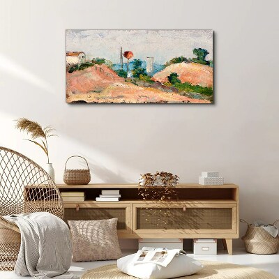 Tableau toile imprimée Paysage avec une boule rouge