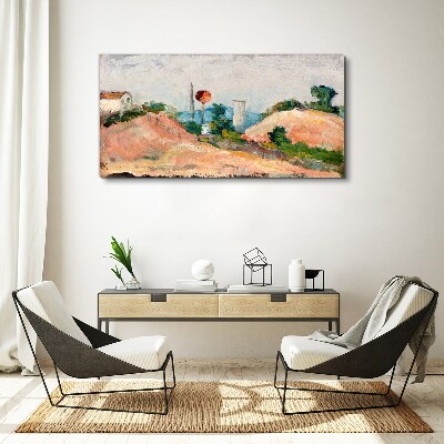 Tableau toile imprimée Paysage avec une boule rouge