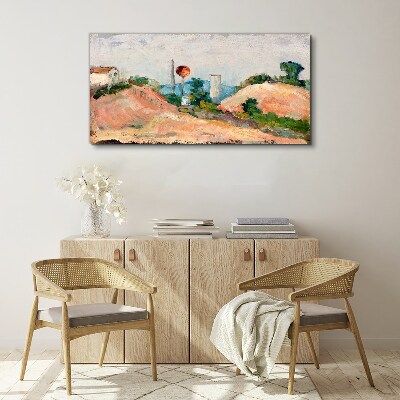 Tableau toile imprimée Paysage avec une boule rouge