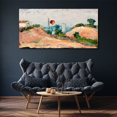 Tableau toile imprimée Paysage avec une boule rouge