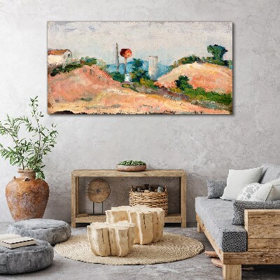 Tableau toile imprimée Paysage avec une boule rouge
