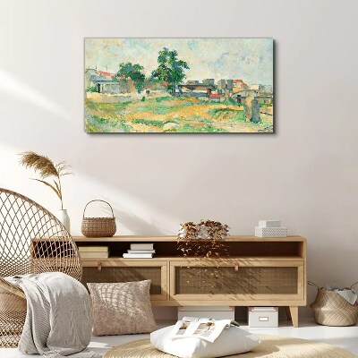Tableau sur toile Paysage avec un arbre et des bâtiments