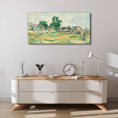 Tableau sur toile Paysage avec un arbre et des bâtiments
