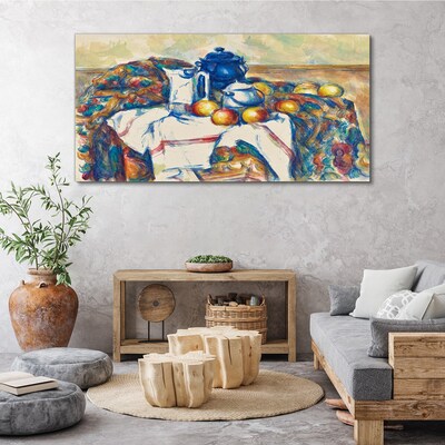 Tableau toile imprimée Nature morte à la bouilloire bleue