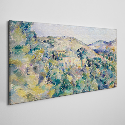 Tableau sur toile Paysage avec des maisons parmi les arbres