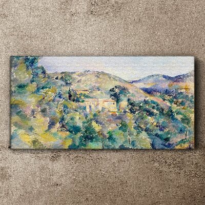 Tableau sur toile Paysage avec des maisons parmi les arbres