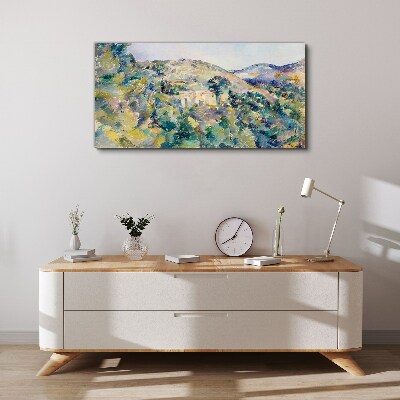 Tableau sur toile Paysage avec des maisons parmi les arbres