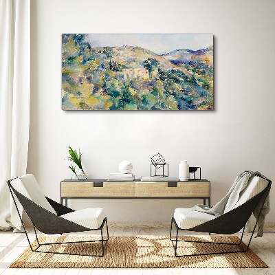 Tableau sur toile Paysage avec des maisons parmi les arbres