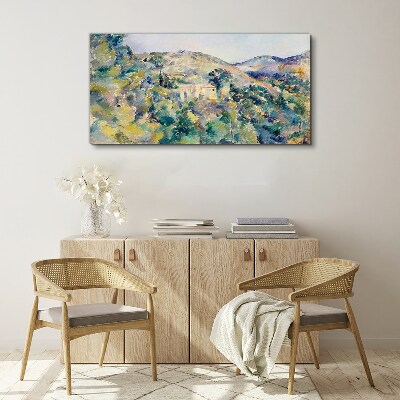 Tableau sur toile Paysage avec des maisons parmi les arbres