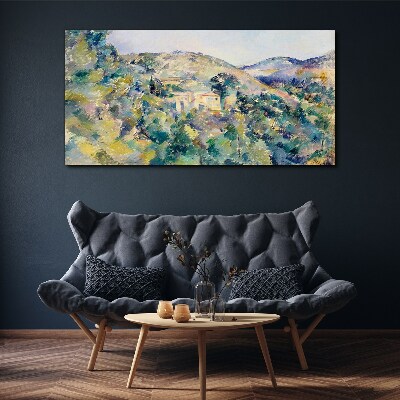 Tableau sur toile Paysage avec des maisons parmi les arbres