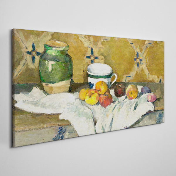 Tableau sur toile Table de fruits avec un pot vert
