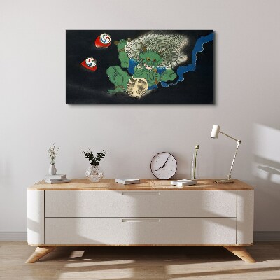 Tableau imprimé sur toile Démon vert avec un tambour