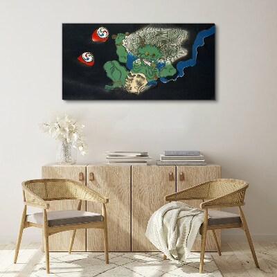 Tableau imprimé sur toile Démon vert avec un tambour