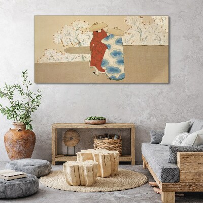 Tableau sur toile Une rencontre parmi les arbres en fleurs