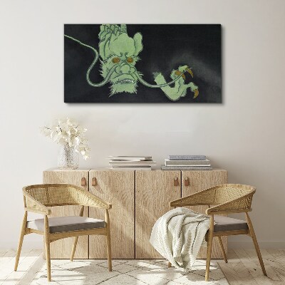 Tableau imprimé sur toile Dragon dans le noir