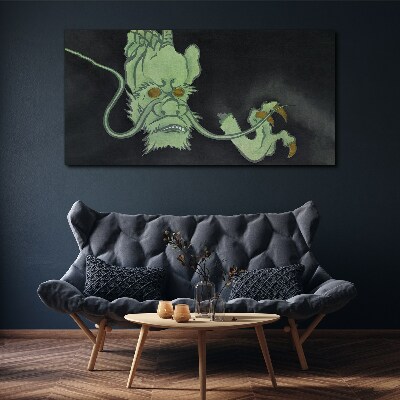 Tableau imprimé sur toile Dragon dans le noir