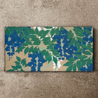 Tableau sur toile Feuilles vertes et bleues en abstraction