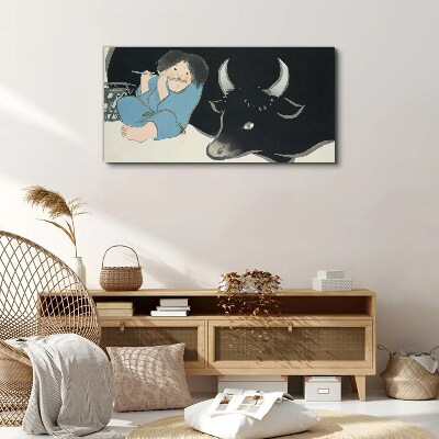Tableau imprimé sur toile Enfance avec le bétail