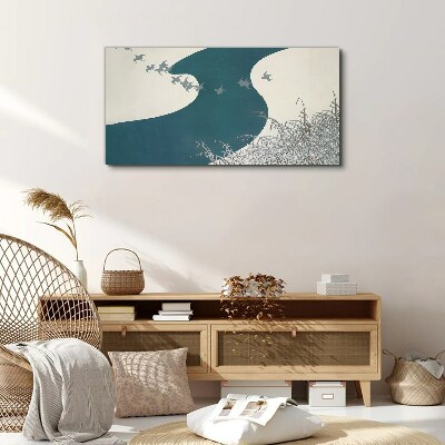 Tableau imprimé sur toile Une rivière calme avec des oiseaux qui s'envolent