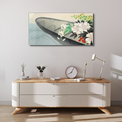 Tableau imprimé sur toile Bateau fleuri sur eau calme