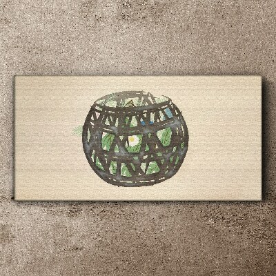 Tableau sur toile "Panier en osier avec verdure"