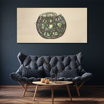 Tableau sur toile "Panier en osier avec verdure"