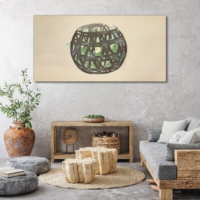 Tableau sur toile "Panier en osier avec verdure"