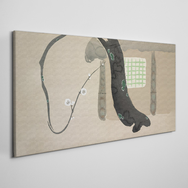 Tableau toile imprimée Branche verte dans un style minimaliste