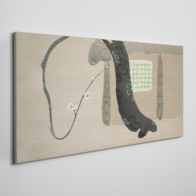 Tableau toile imprimée Branche verte dans un style minimaliste