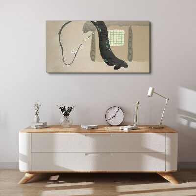 Tableau toile imprimée Branche verte dans un style minimaliste