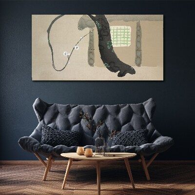 Tableau toile imprimée Branche verte dans un style minimaliste