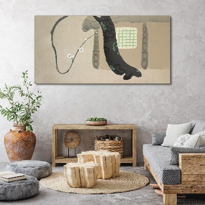 Tableau toile imprimée Branche verte dans un style minimaliste