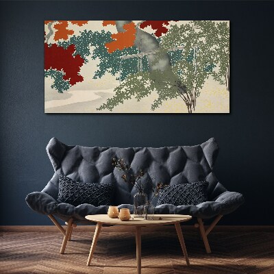 Tableau imprimé sur toile Feuilles d'automne dans le paysage