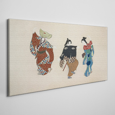 Tableau toile imprimée Danseurs japonais en costumes traditionnels