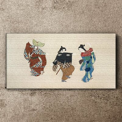 Tableau toile imprimée Danseurs japonais en costumes traditionnels