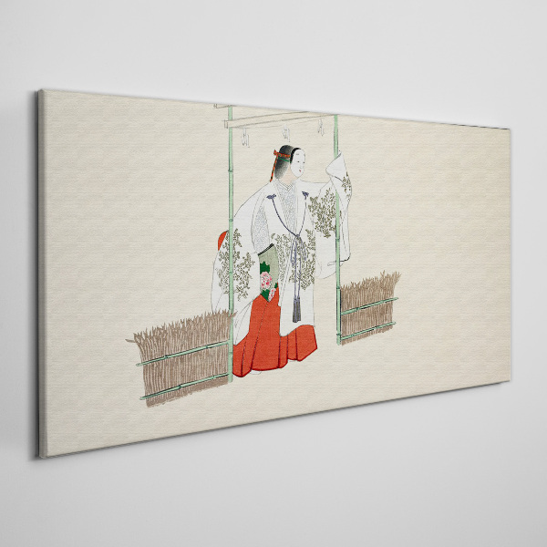 Tableau imprimé sur toile Scène traditionnelle japonaise avec une femme