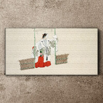 Tableau imprimé sur toile Scène traditionnelle japonaise avec une femme