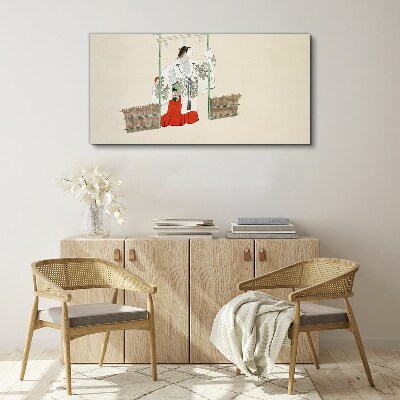 Tableau imprimé sur toile Scène traditionnelle japonaise avec une femme