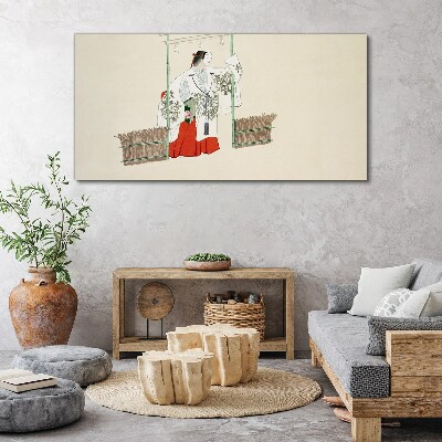 Tableau imprimé sur toile Scène traditionnelle japonaise avec une femme