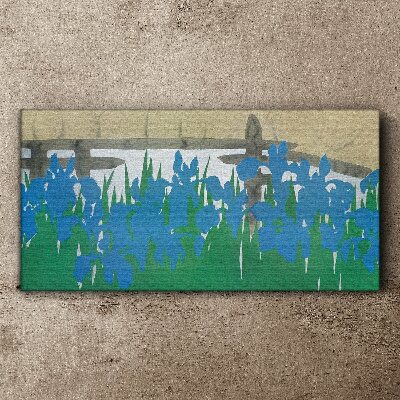 Tableau imprimé sur toile Fleurs aux tons bleus