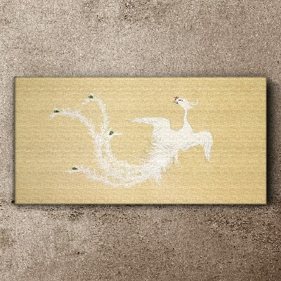 Tableau imprimé sur toile Phénix blanc sur fond doré